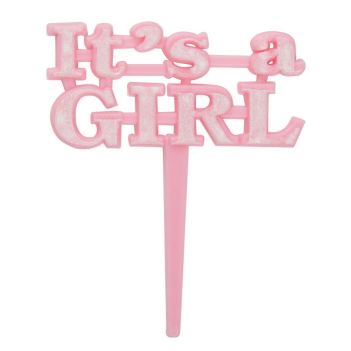 Kagedekoration "Its A Girl" i Pink til Babyshower