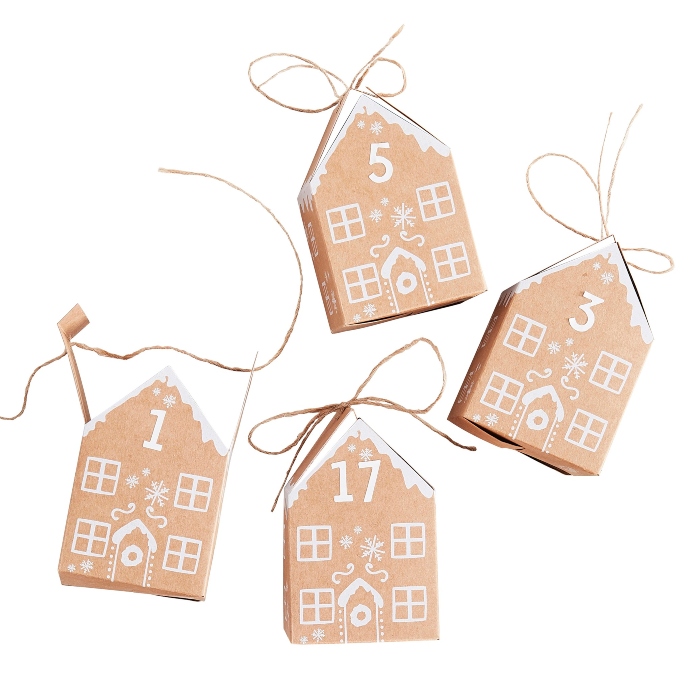 Jule Adventskalender med Ingefærkagehuse - 9x6 cm