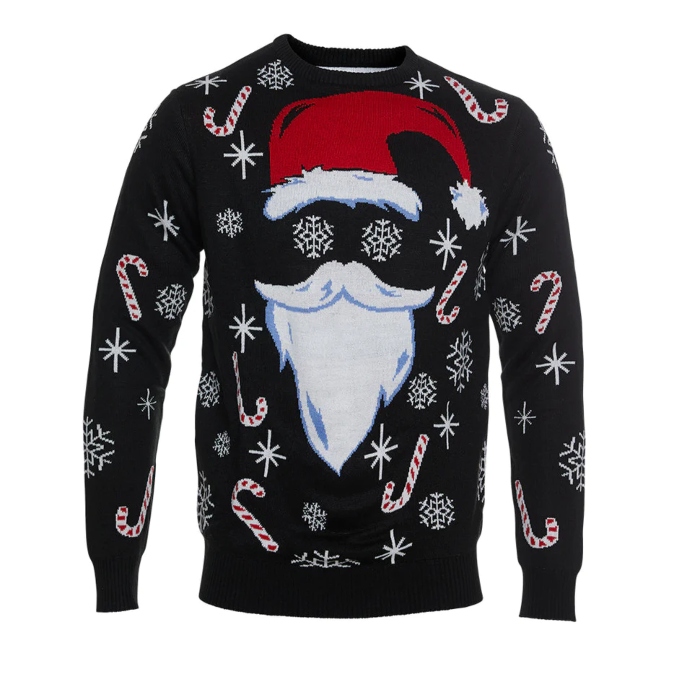 Julesweater med Julemand i Sort – Perfekt til Julefest!