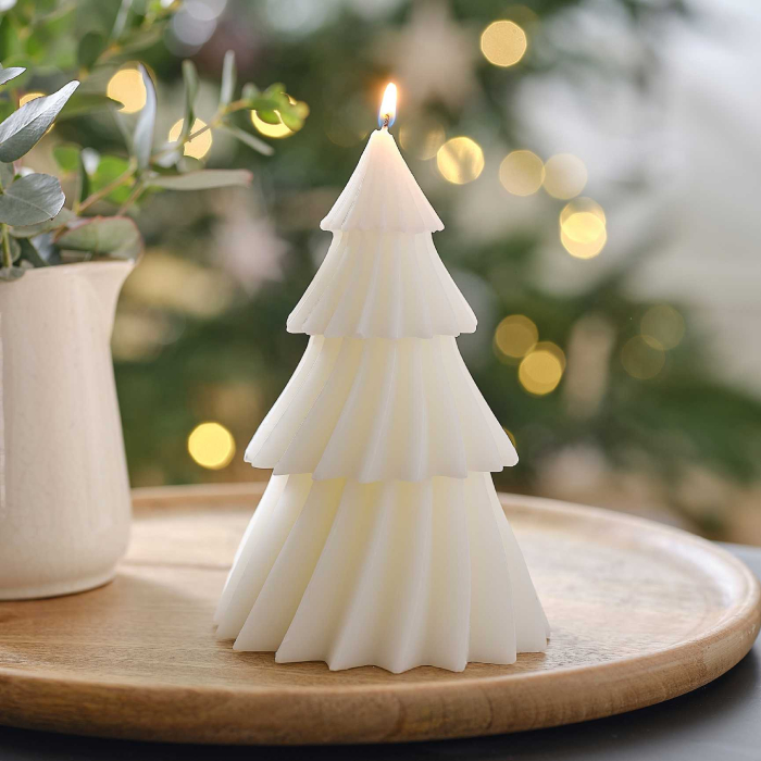 Hvide Stearinlys til Juletræ - 15x9 cm