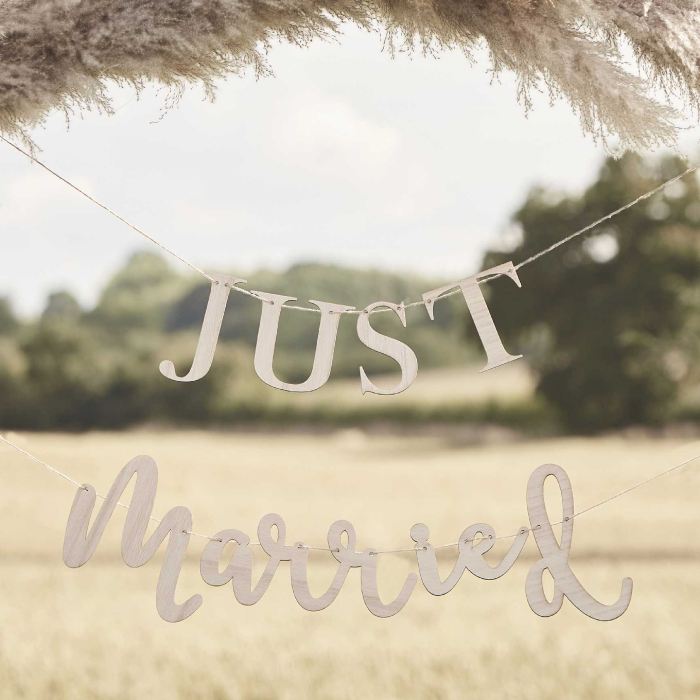 Just Married Træ Guirlande til Bryllup - Fantastisk Tilbud!