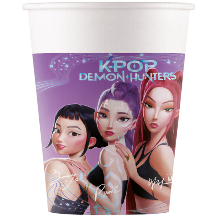 -pop Demon Hunters Krus 8x 200   Engangs Papbægre