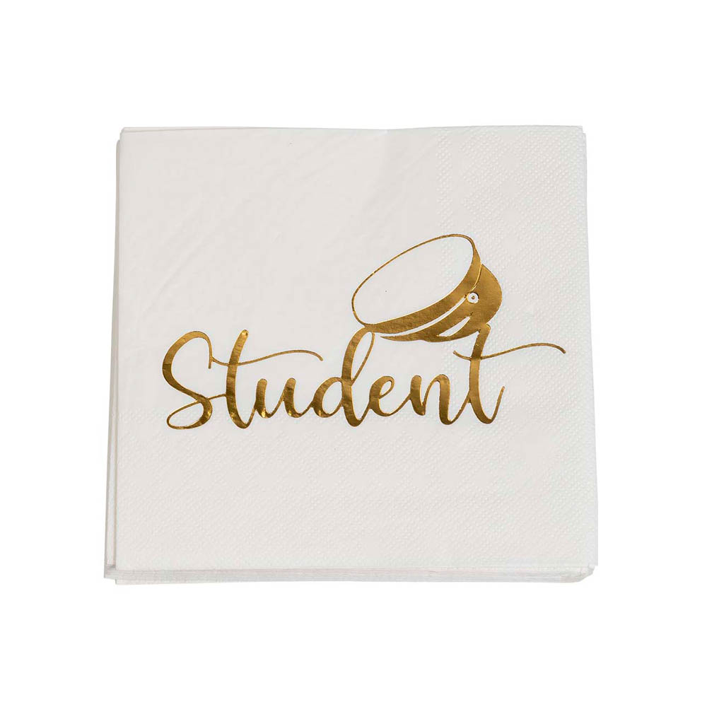 Studenter Kaffeservietter 16 Stk – Guldmetallic Feststemning