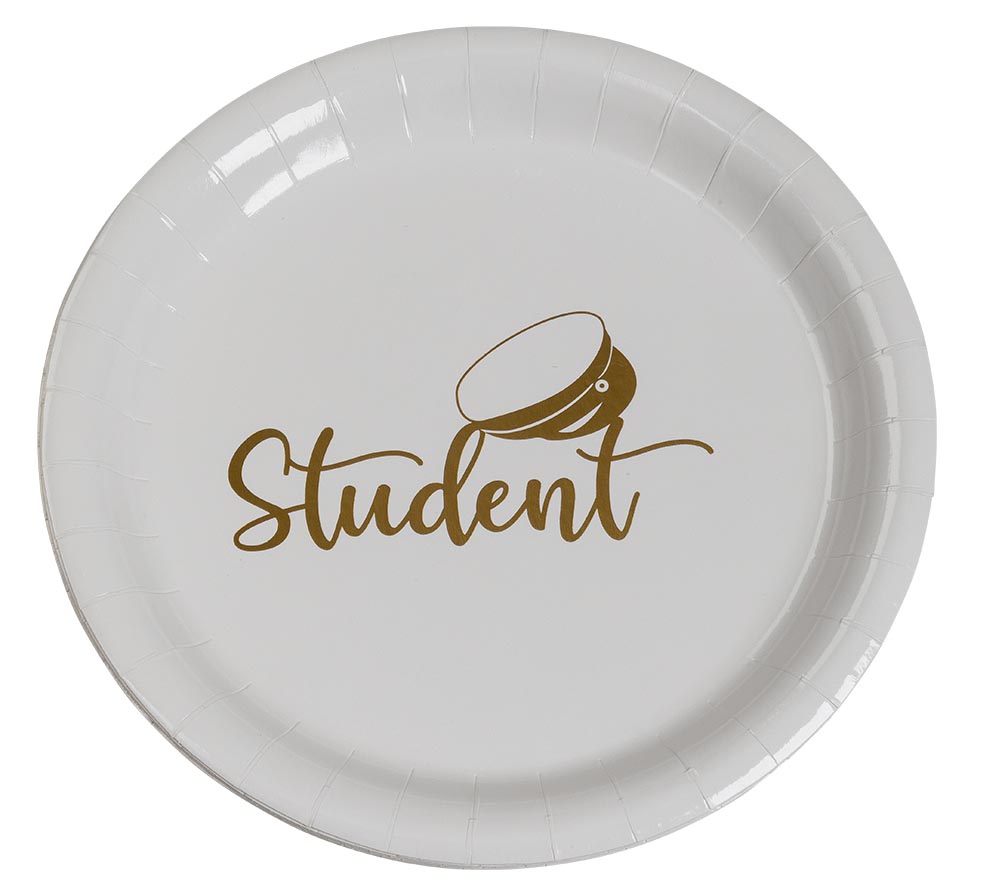 Kagetallerkner med Guldhue til Studentfest – 18 cm