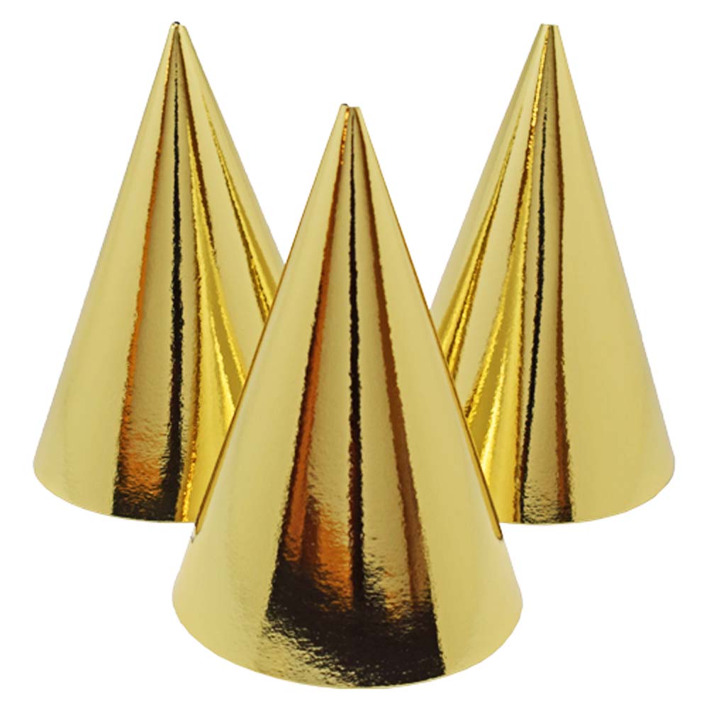 Guldmetallic Kegle Festhatte – 6 Stk til Festlige Anledninger