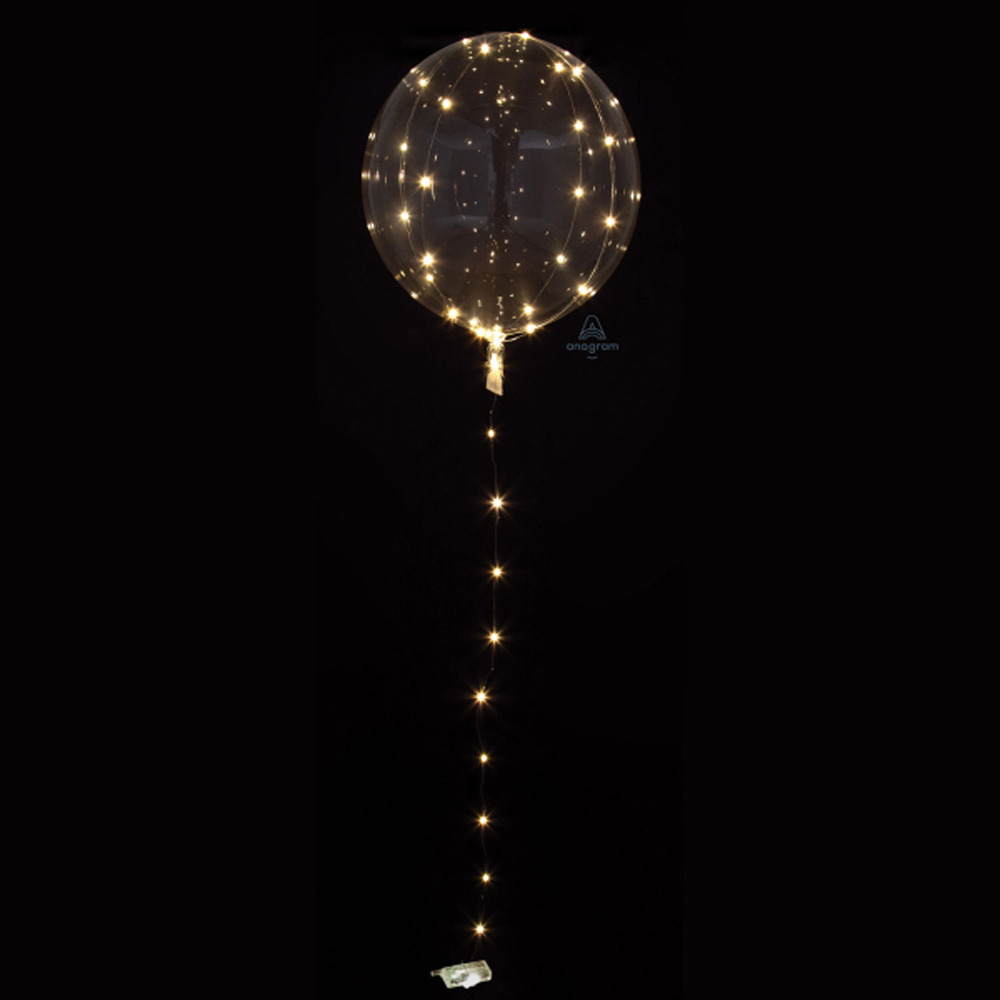 Klar Rund Led Ballon ø50      Stk Hvid Helium Quality