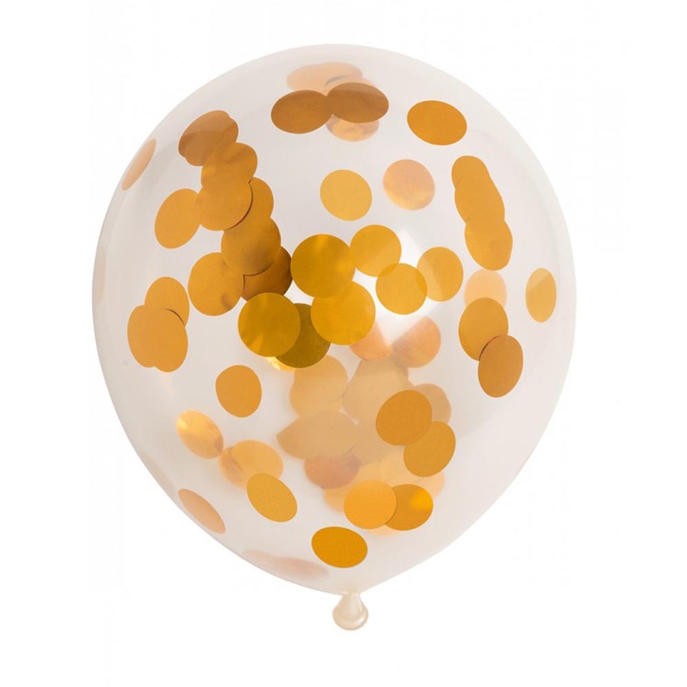 Guldmetallic Konfetti Balloner – 6 stk. til Festen