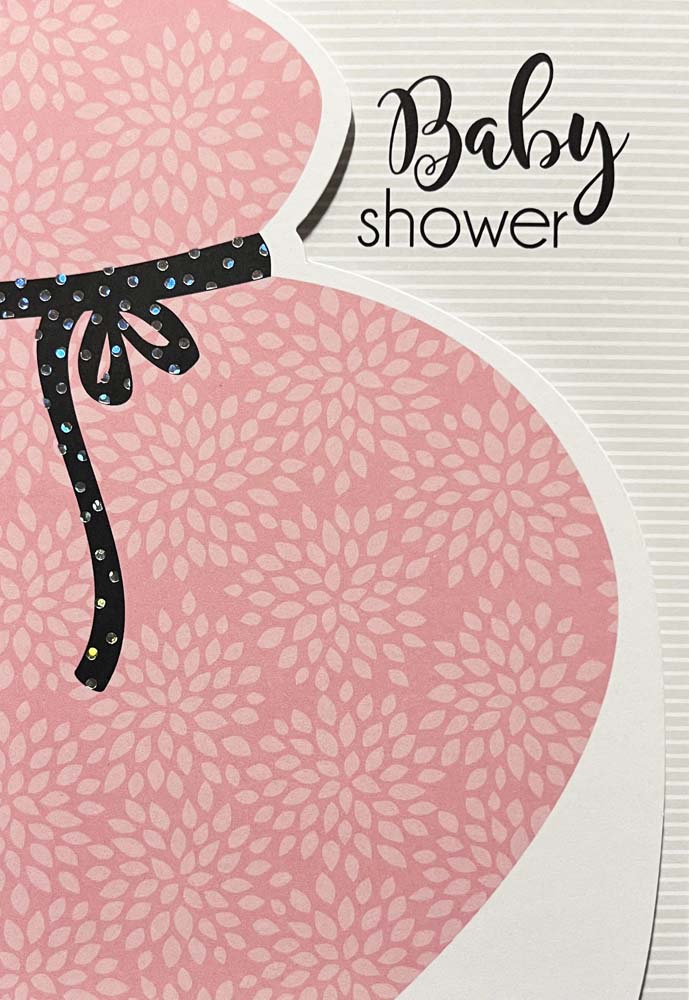 Elegant Baby Shower Lykønskningskort i Lyserød og Sort