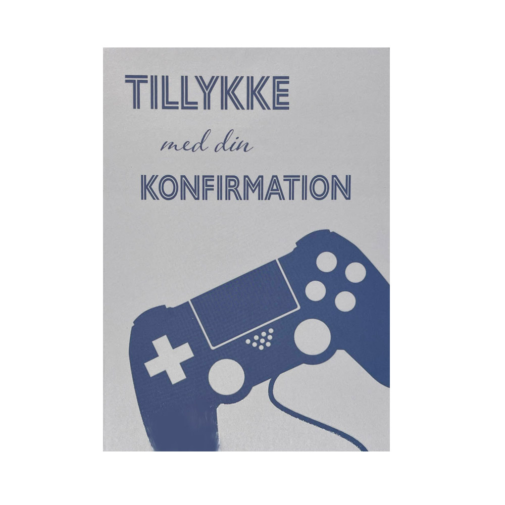 Gamer Konfirmationskort i Lyseblå – Fejr Din Passion!