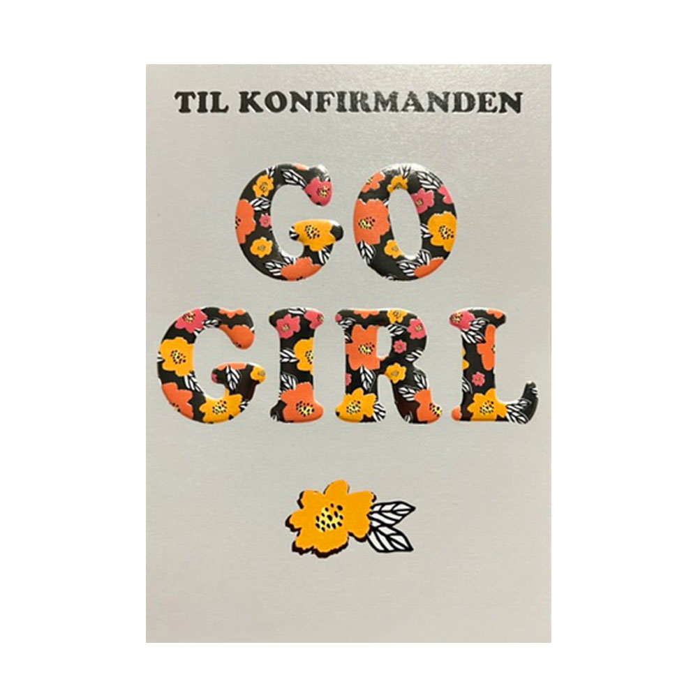Pengekort til Konfirmation – Go Girl med Blomsterdesign