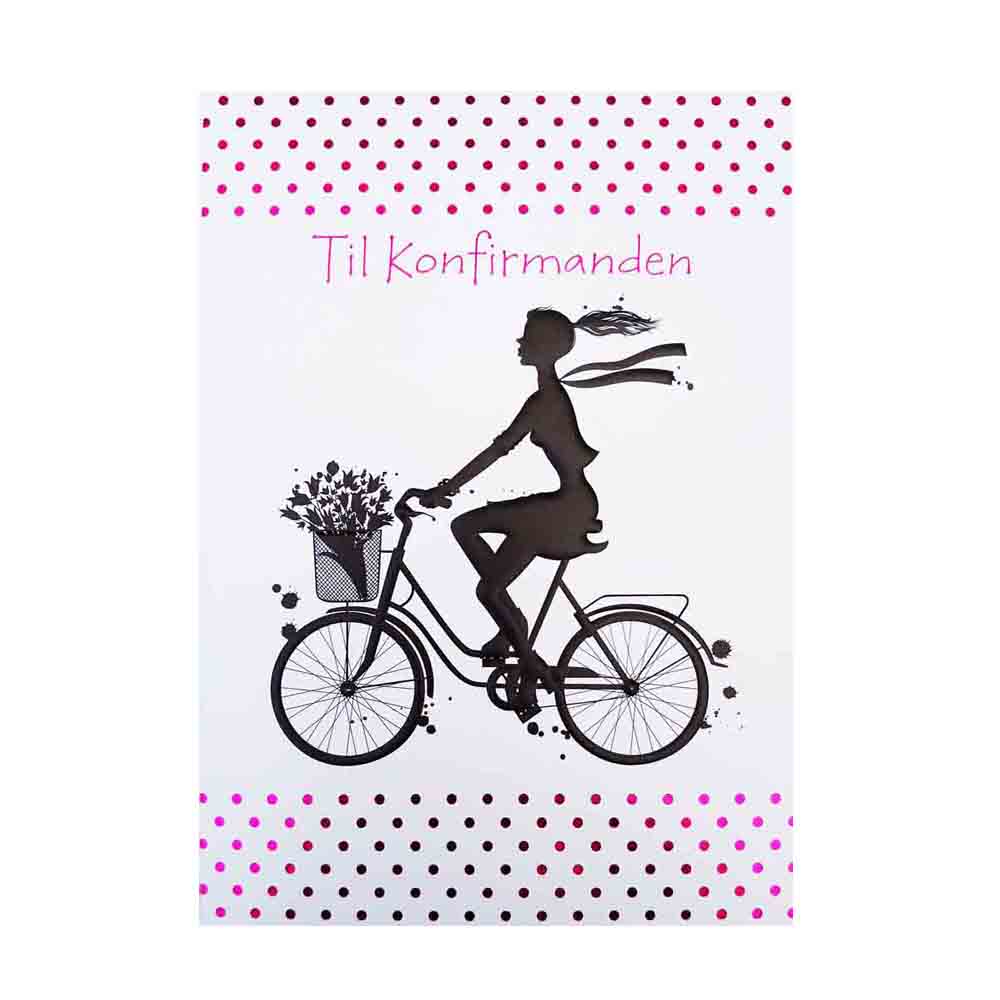 Kort Til Konfirmation Pige   Cykel Til Penge