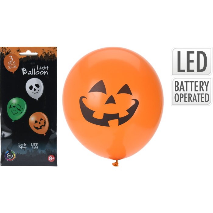 Led Ballon Med Halloween Tema 3x 30