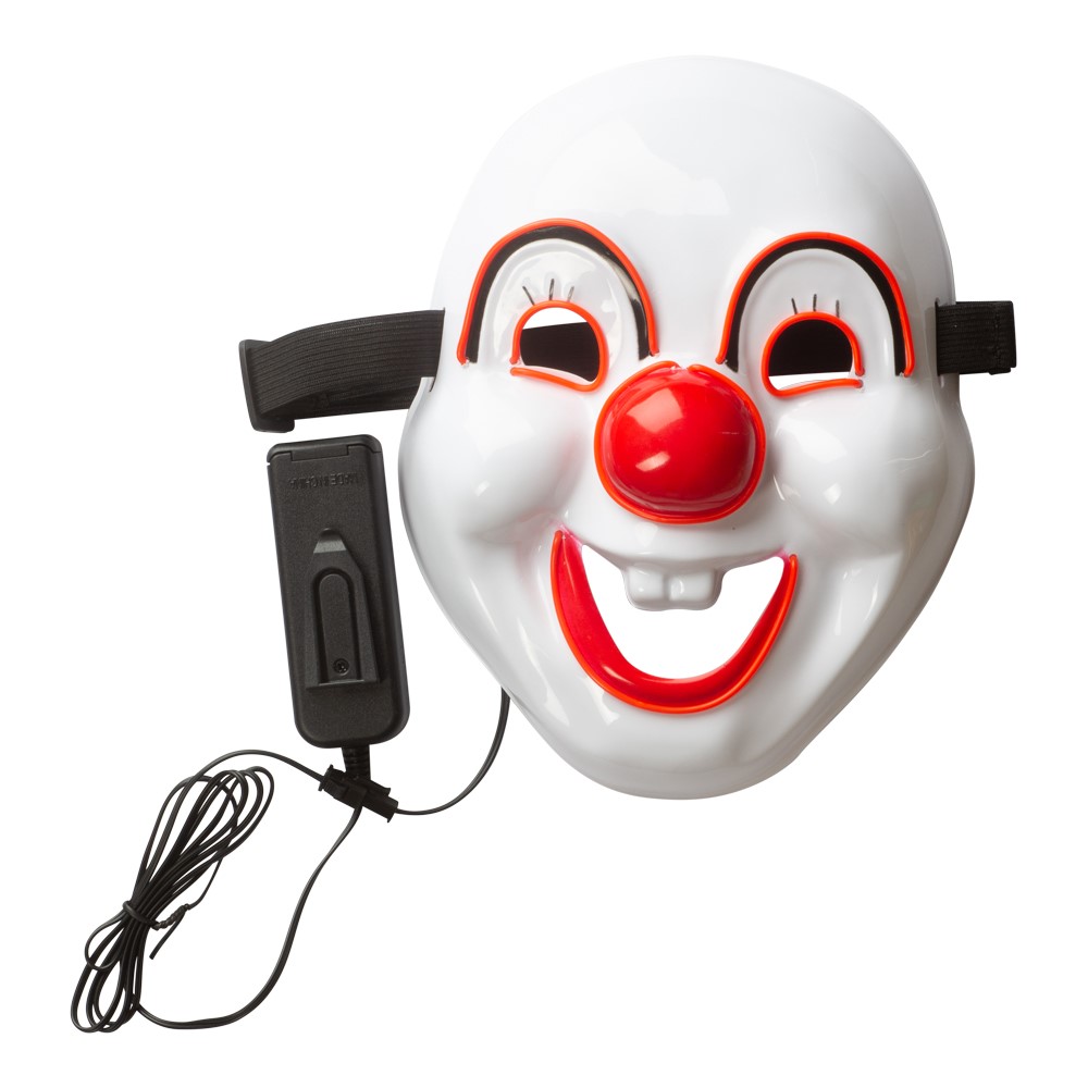 LED Klovnemaske med Rødt Lys til Halloween Fest!
