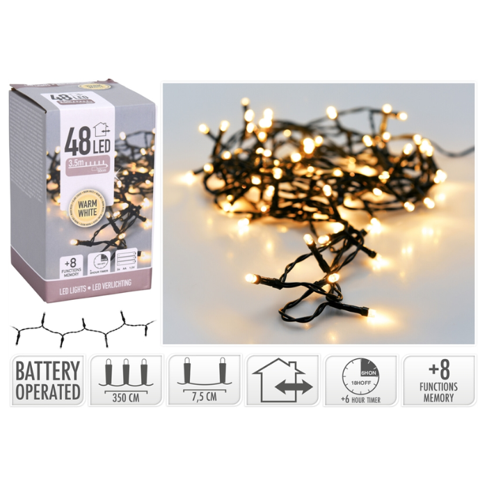 LED Lyskæde 48 LED Varm Hvid - Perfekt til Jul!