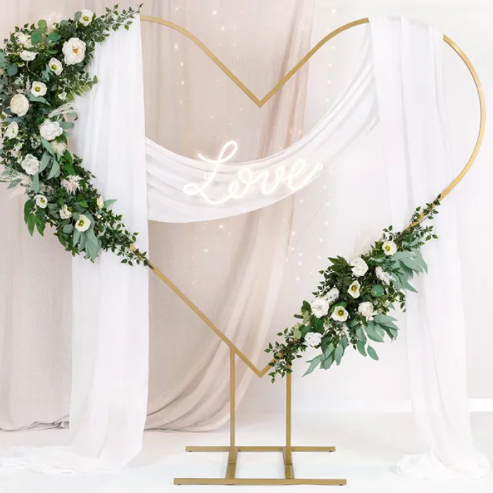 Lej Guld Hjerteformet Backdrop Stativ til Festen