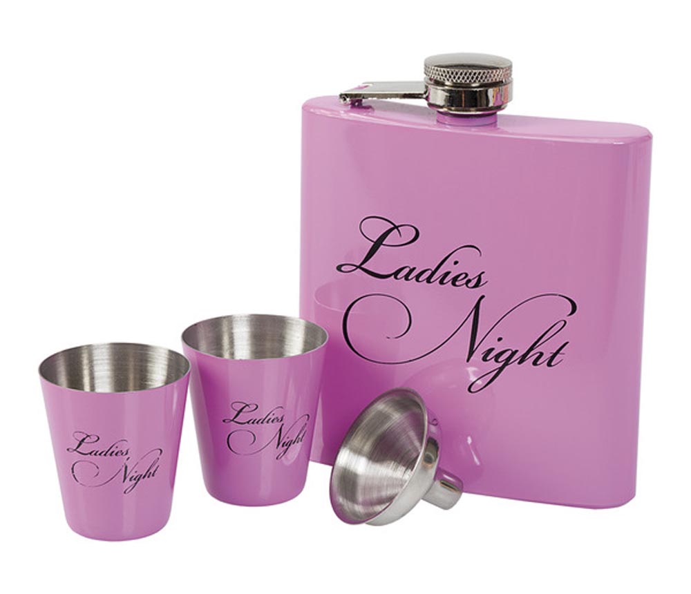 Elegant Gavesæt med Lommelærke og Shotglas – Pink