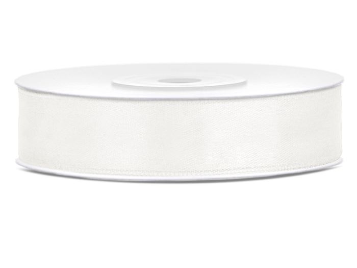 Lys Creme Hvid Satinbånd 12 mm x 25 m til Festdekoration