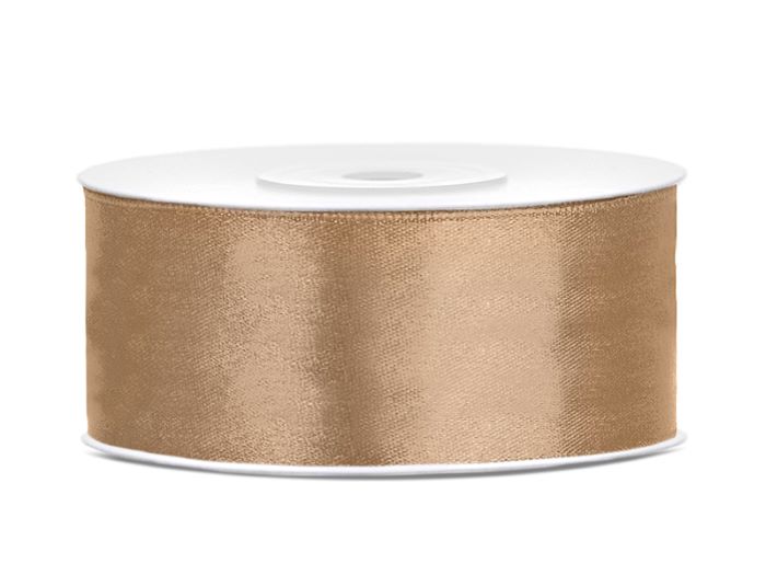 Lys Guld Satinbånd 25 mm x 25 m - Udsmykningsfavorit!