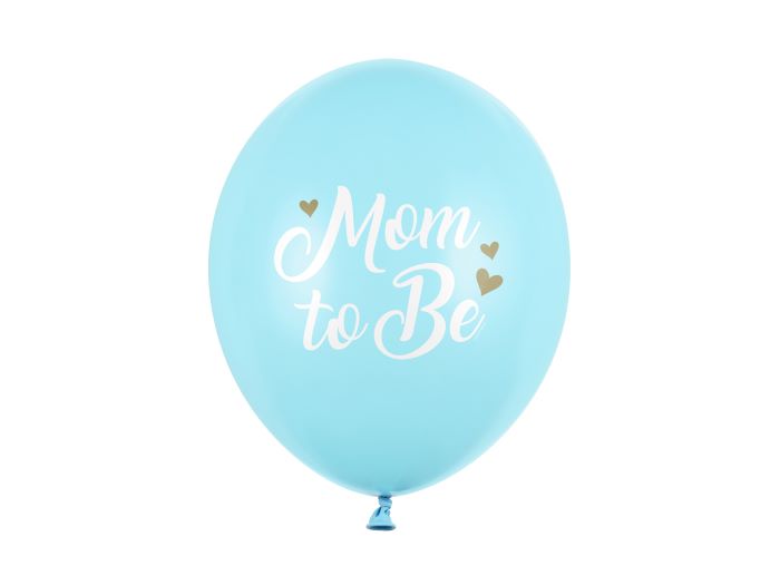 Lyseblå Babyshower Balloner med Hvid Skrift - 6 stk.