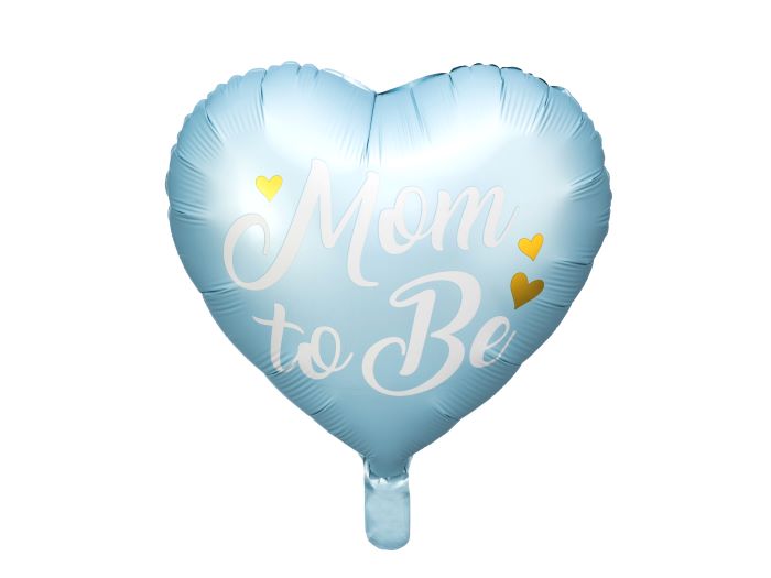 Lyseblå Babyshower Hjerte Folieballon Med Hvid Skrift 35