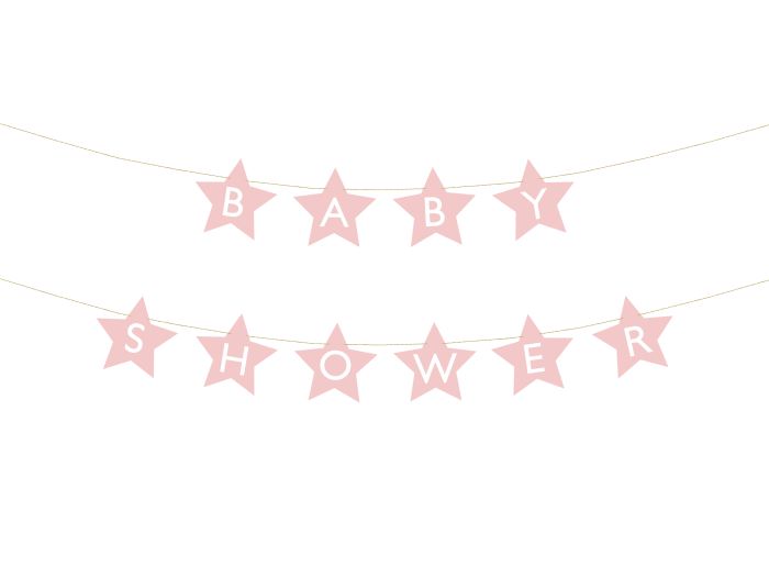 Lyserød Babyshower Stjerne Guirlande 290x16