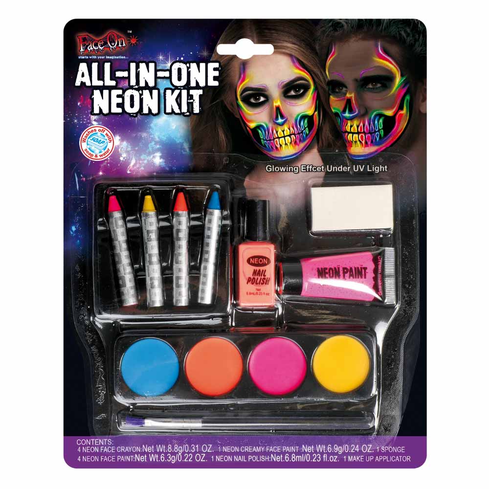 Neon Makeup Sæt til Halloween – Lys op til festen!