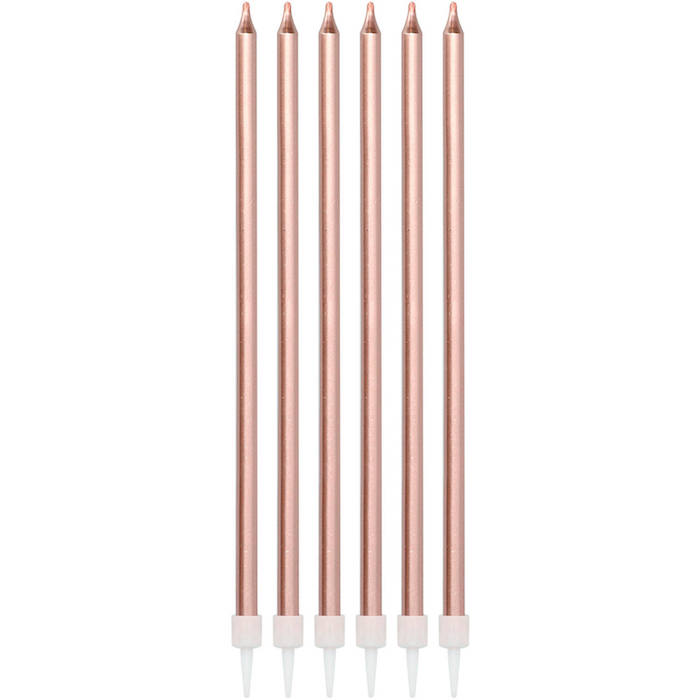 Metallic Rose Gold Lys – Elegant Festdekoration 16x15 cm