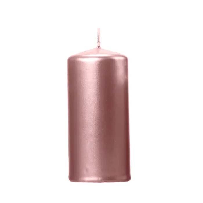 Metallic Rose Gold Stearinlys 6x12 cm - Perfekt til Fest!