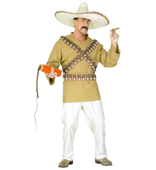 Mexicansk Bandit Kostume - 5 Dele til Temafest