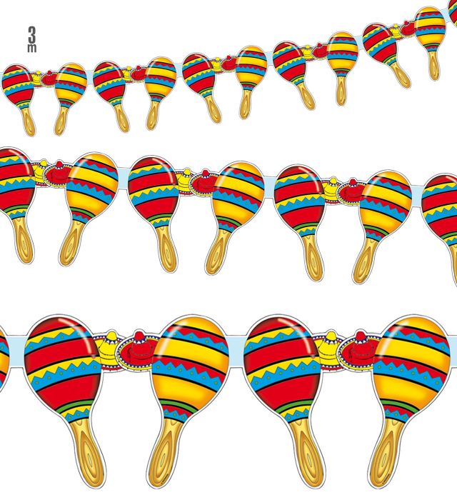 Mexicansk Maracas Guirlande til Temafest - 3 m