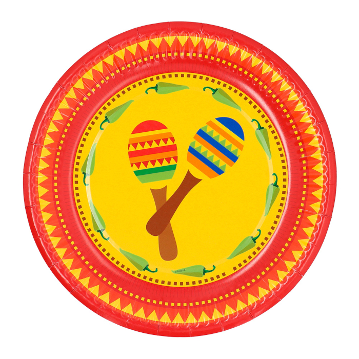 Mexicanske Papir Tallerkner med Maracas - 10 stk. Fest!