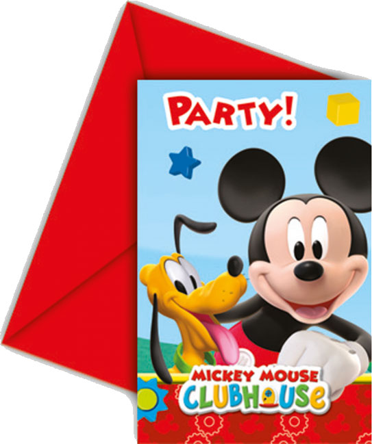 Mickey Mouse Fødselsdagsindbydelser med Festlige Kuverter