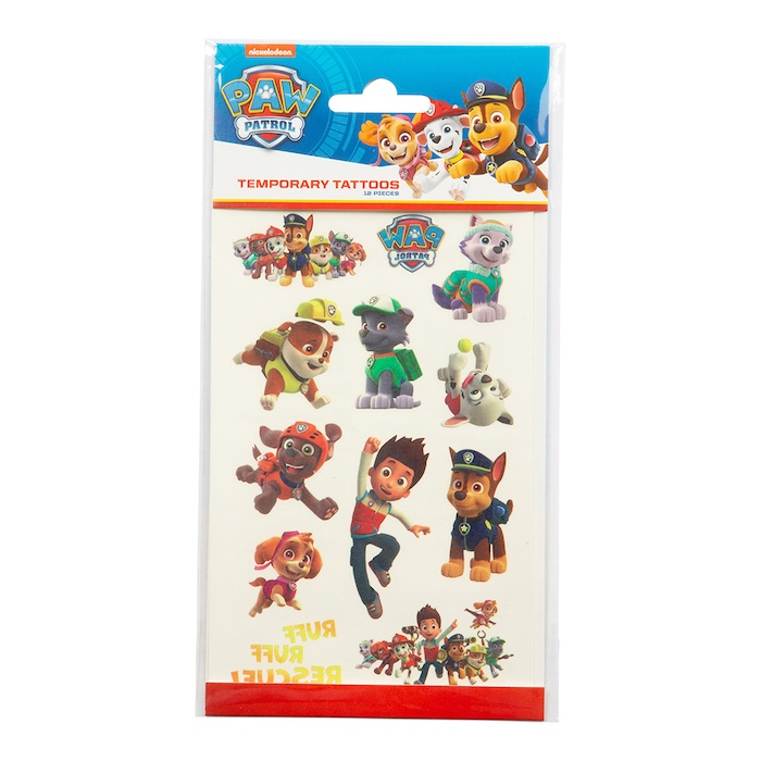 Midlertidige Paw Patrol Tatoveringer til Børnefest 12 stk.