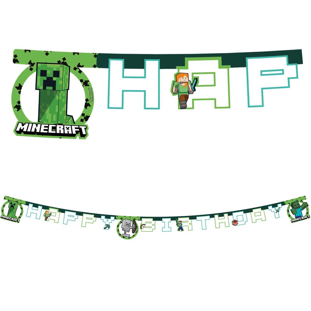 Minecraft Fødselsdagsbanner 2m – Festlig Dekoration!