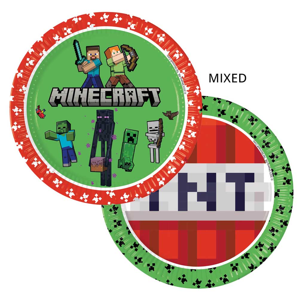 Minecraft Paptallerkner – 8 stk. til Festen!