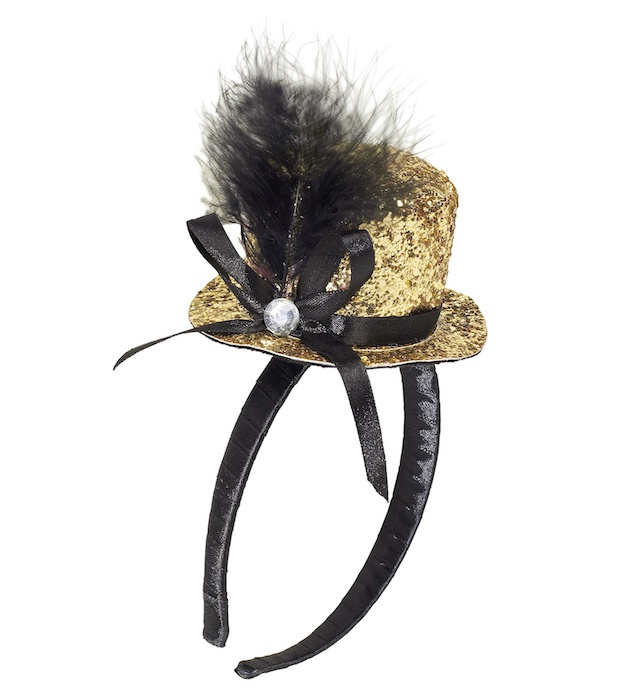 Mini Glitter Rund Top Hat Guld