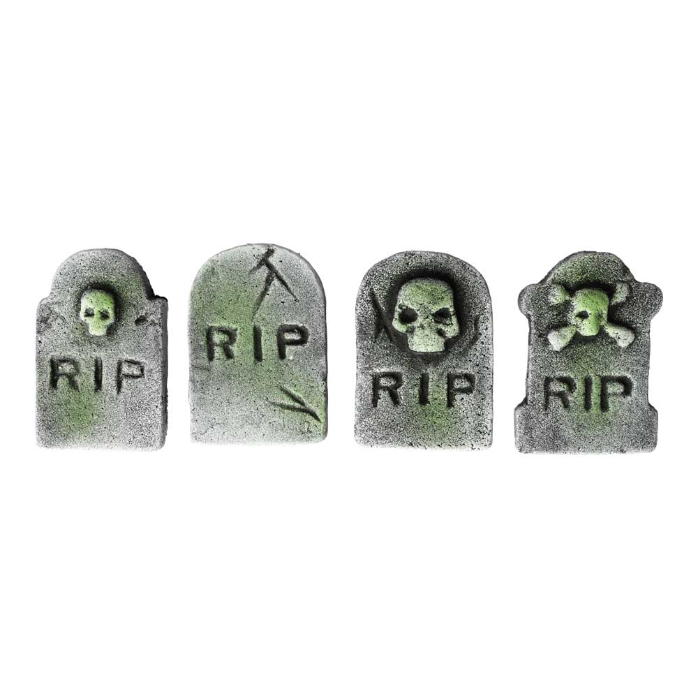 Mini Halloween Gravsten - 4 stk. til skræmmende dekorationer