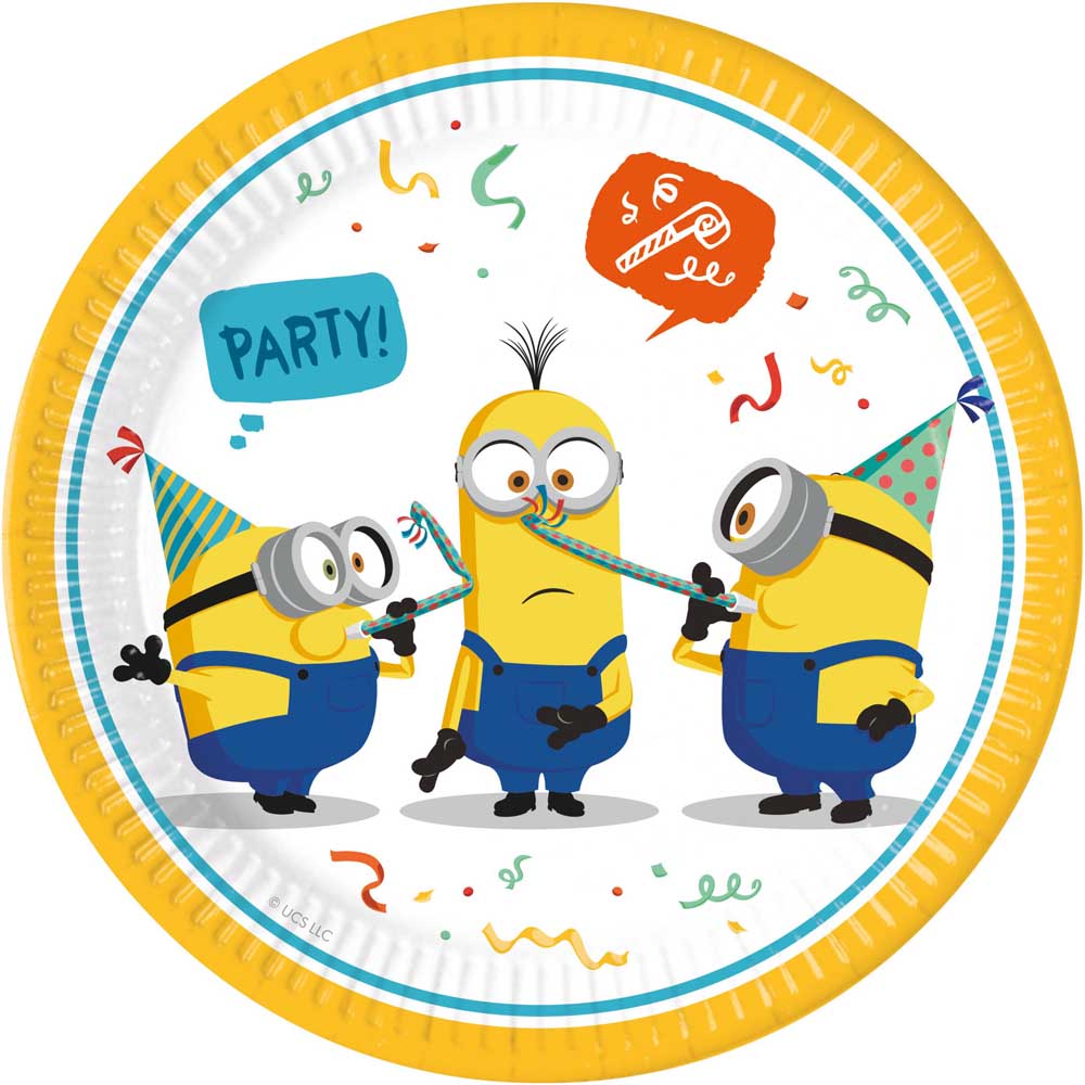 Minions Paptallerkner til Børnefødselsdag – 8 stk. Fest!
