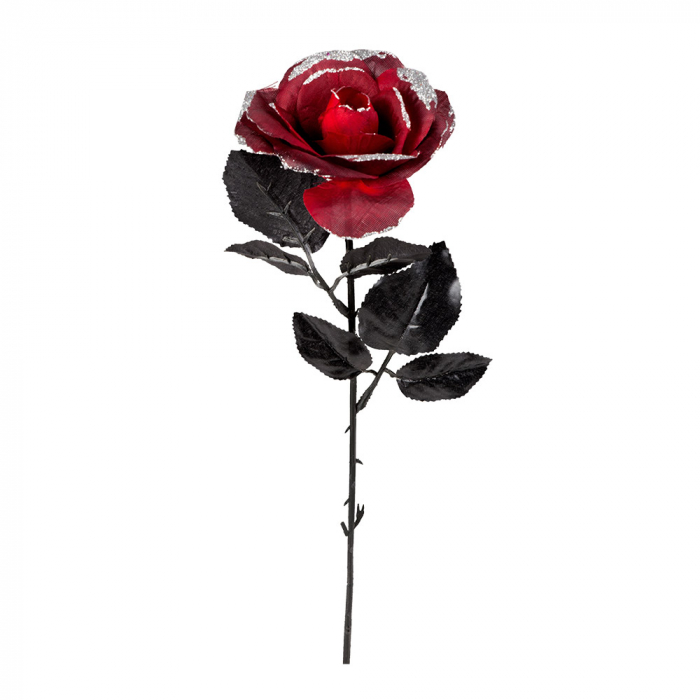 Mørkerød Rose med Sølv Glimmer - Perfekt til Fest!