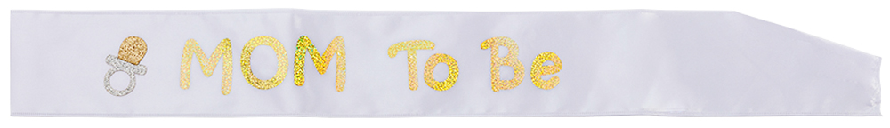 Elegant Skærf til Vordende Mor – Hvidt & Guld Baby Shower