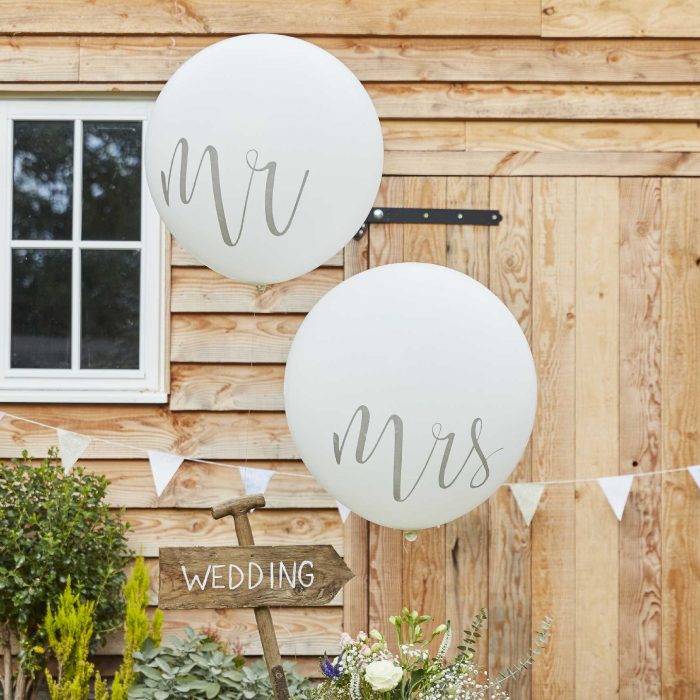 Mrs Ballon 2x Hvid - Perfekt til Bryllup Dekorationer