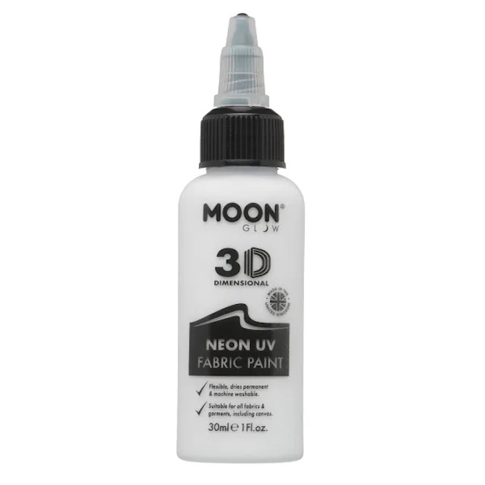 Neon UV Tekstilfarve Hvid fra Moon Creations 30 ml