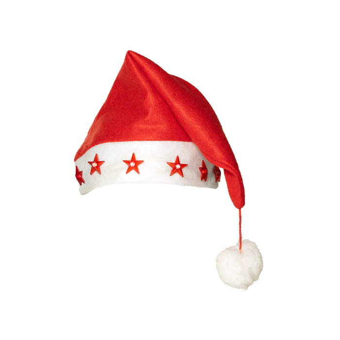 Rød Nissehue med Stjerner – Ideel til Julefester!