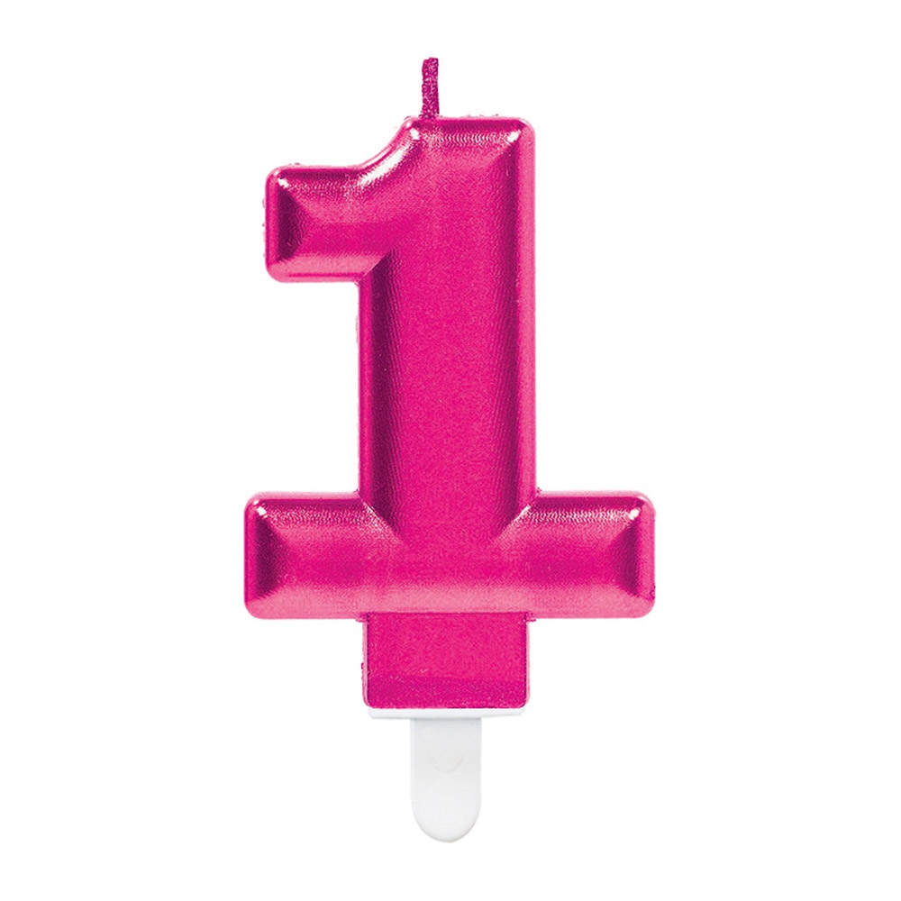 Nummerlys 1 – Pink med Metalfinish til Fødselsdagsparty