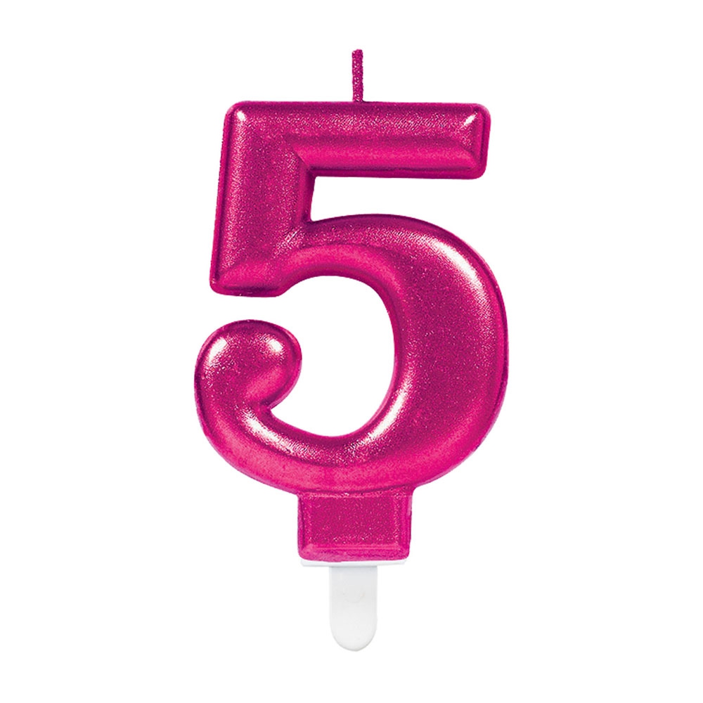 Nummerlys 5 - Pink Dekoration til Fødselsdagskage