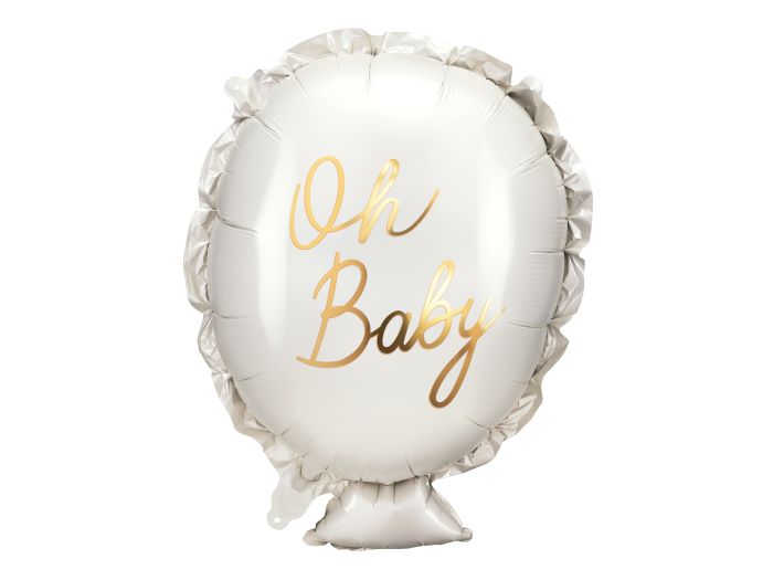 Hvid Folieballon med Guldskrift til Baby - 69x53 cm