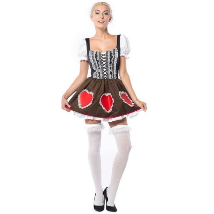 Oktoberfest Kjole med Røde Hjerter - Fantastisk Tilbud!