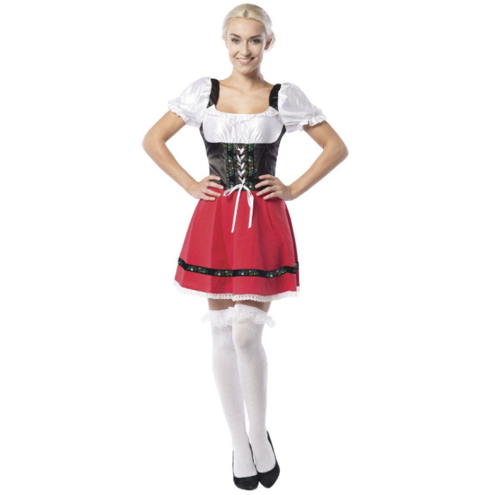 Oktoberfest Rød Dirndl Kjole - Perfekt til Festligheder!