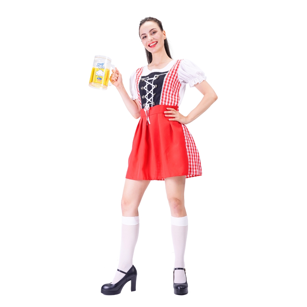 Oktoberfest Kjole i Rød og Hvid – Bliv Festens Stjerne!