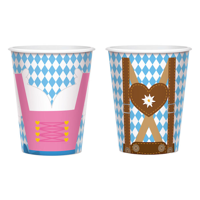 Oktoberfest Kopper med Motiver - Sæt af 8 stk.